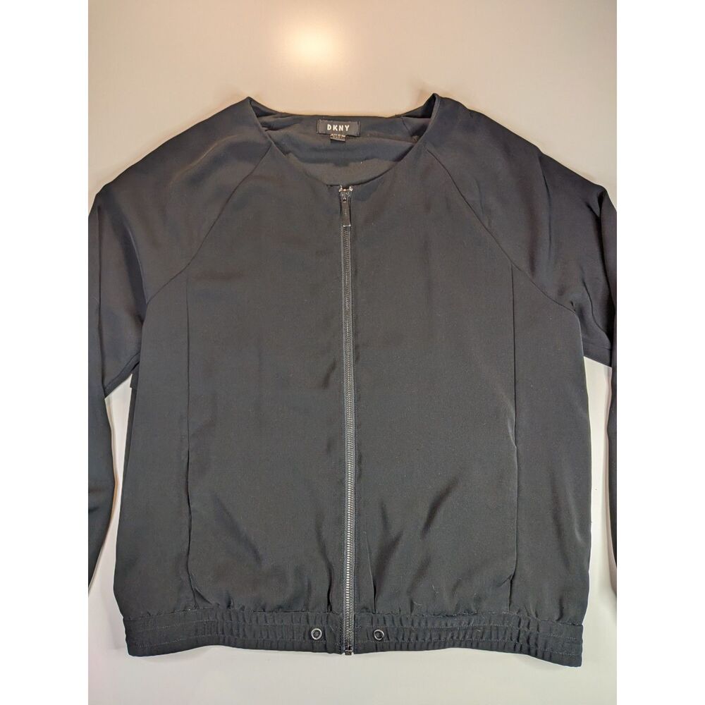 DKNY Women’s Medium Black Full Zip Bomber Jacket Lightweight